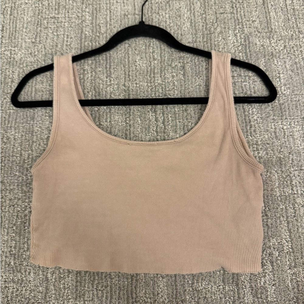 Garage Beige Ribbed Tank Top
